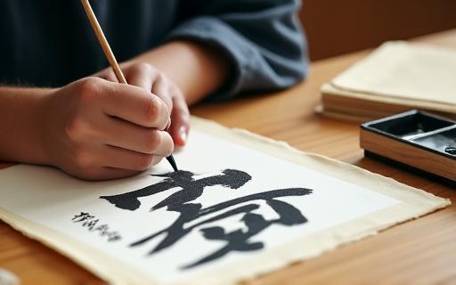 書道を楽しむ生徒